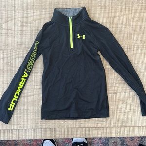 Boys black and neon yellow UA quarter zip